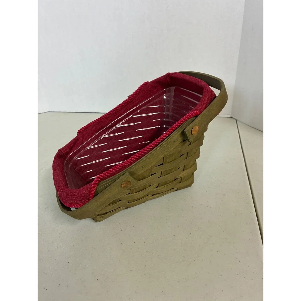 Longaberger 2008 Slanted Basket Green Red Liner Plastic Protector‎ Signed ASM
